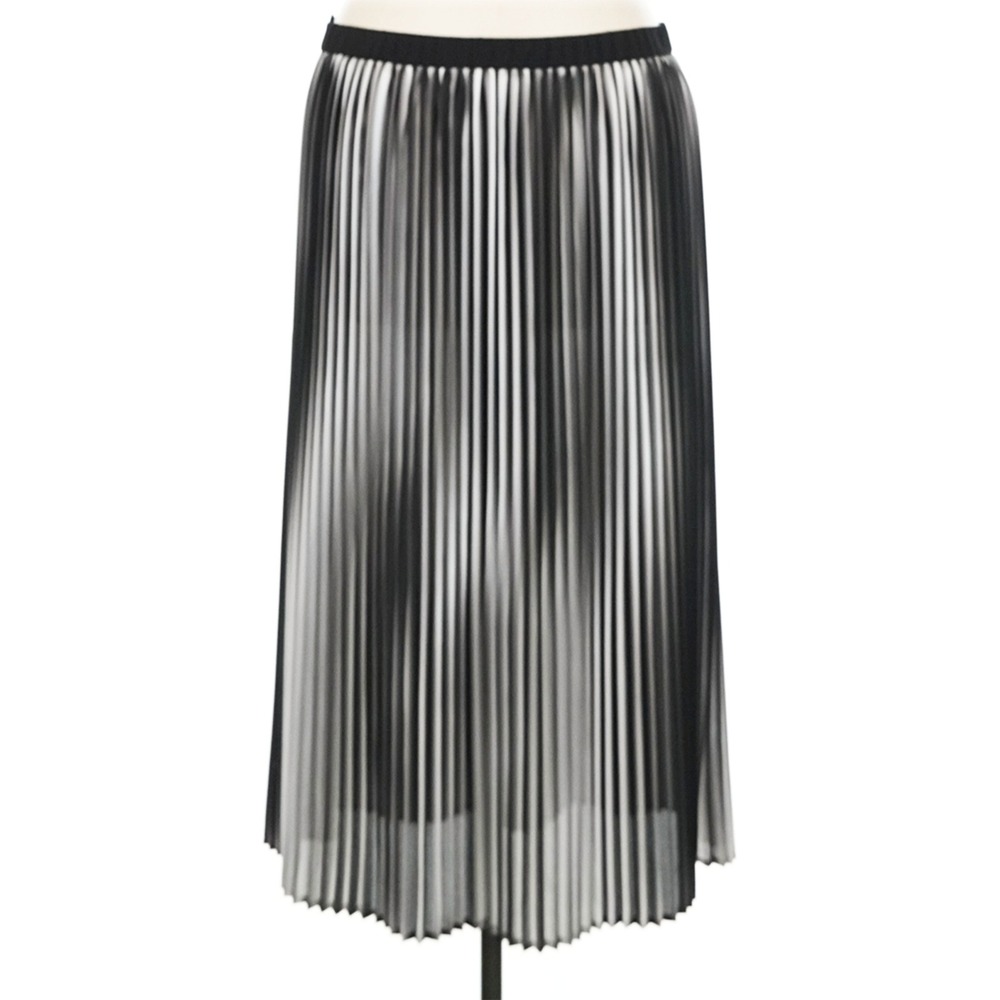 EILEEN FISHER Ombre Pleated Midi Skirt • Small • black tan • chic quiet luxury
